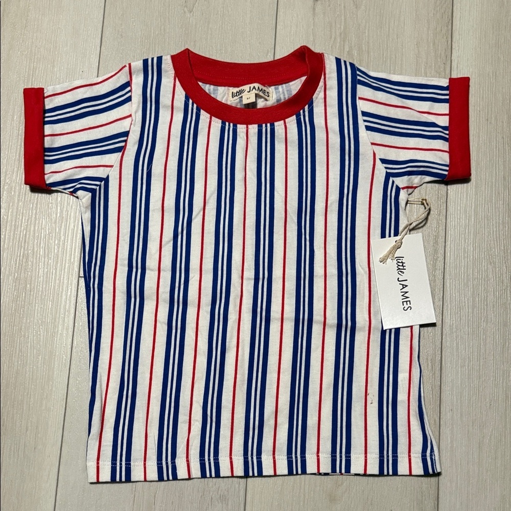 Little James Kids' Red & Blue Striped Tee size 6-7 4th of July / Summer Style